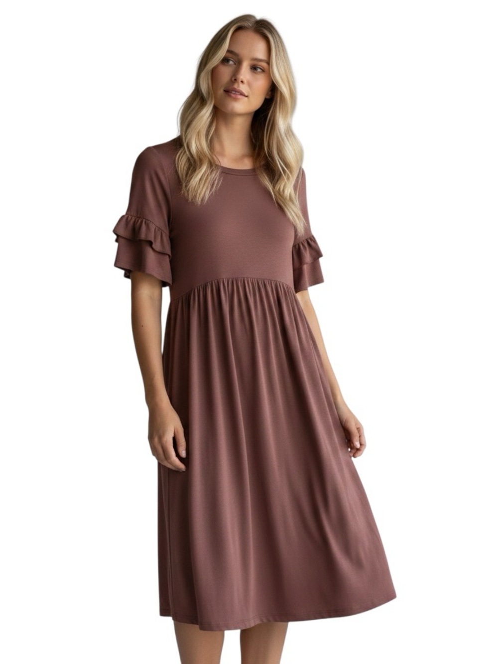 Willow Mauve Ruffle Sleeve Mini Dress